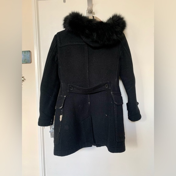 Burberry Brit Checked Lined Duffle Coat Removable Fur Trim - Picture 4 of 12